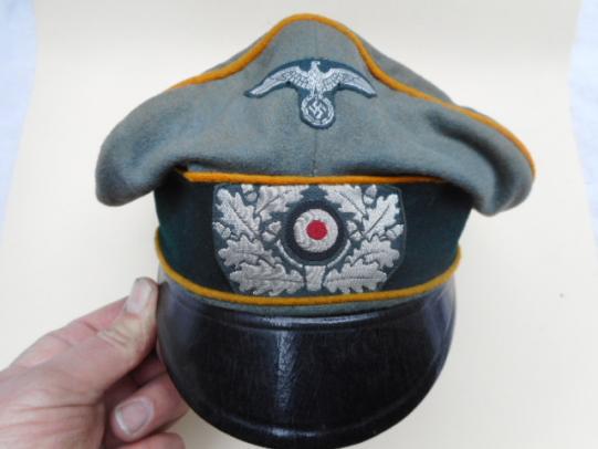 ww2 GERMAN  ARMY CAVALRY semi crusher VISOR CAP 50499 EATRA PICTURES