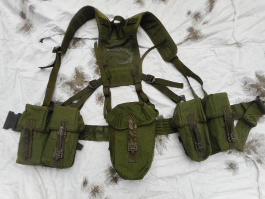 RARE 1991 OG GREEN PLCE GULF WAR 1 WEBBING SET new BELT YOKE AMMO BOTTLE POUCH
