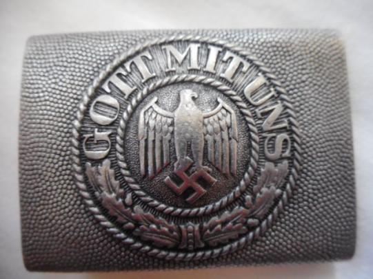 WW2 GERMAN ALLOY WH ARMY EARLY WAR ALLOY BELT BUCKLE maker marked F.R.O