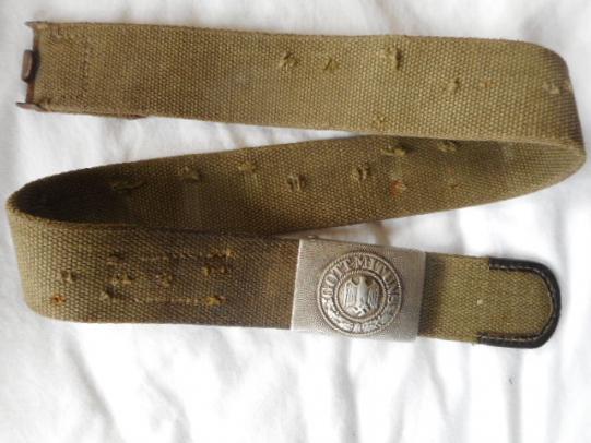 WW2 GERMAN rare ORIGINAL DAK AFRIKAKORPS tropical green webbing belt & ALLOY BUCKLE 8th army vet bring back