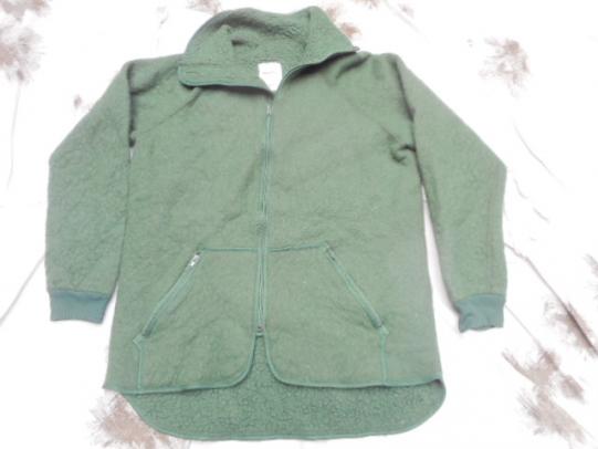 DUTCH ARMY ISSUE bushcraft FUR PILE wool & FLEECE FIELD COAT FOREST GREEN large