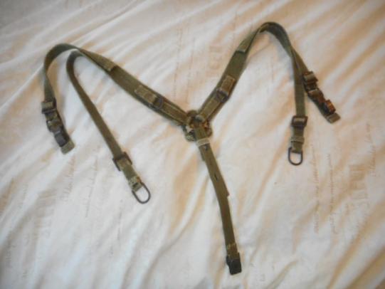 RARE WW2 EARLY DAK AFRIKAKORPS pea green TROPICAL WEBBING Y STRAPS