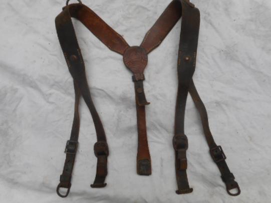 original WW2 GERMAN ARMY / WAFFEN SS LEATHER Y STRAPS riemen WITH RBNR NUMBER