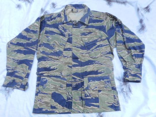 US ARMY special forces VIETNAM WAR 1st pattern slant pocket exposed button jungle BDU jacket TIGER STRIPE CAMO