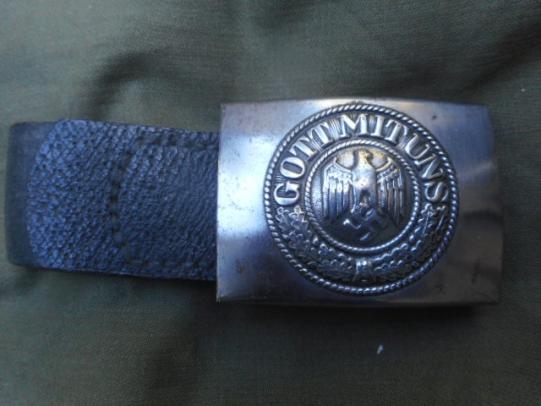 WW2 GERMAN third reich ARMY WH BELT BUCKLE with LEATHER TAB
