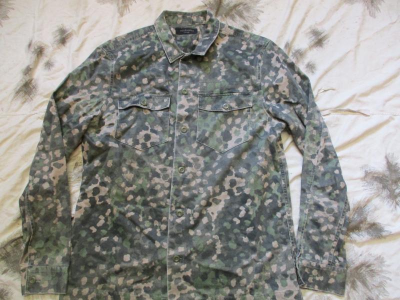 ALL SAINTS ww2 german waffen ss dot pea spotty CAMO combat FASSETT shirt MEDIUM