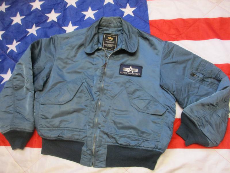 real ALPHA INDUSTRIES USA MA1 CWU bomber pilot JACKET COAT blue LARGE