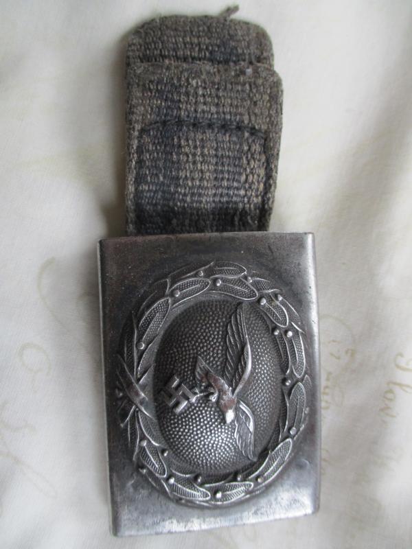 WW2 GERMAN LUFTWAFFE tropical blue webbing tab BELT BUCKLE 8th army vet bring back
