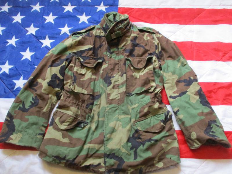 1986 dated GENUINE US ARMY Issue WOODLAND CAMO M65 combat field COAT jacket M L