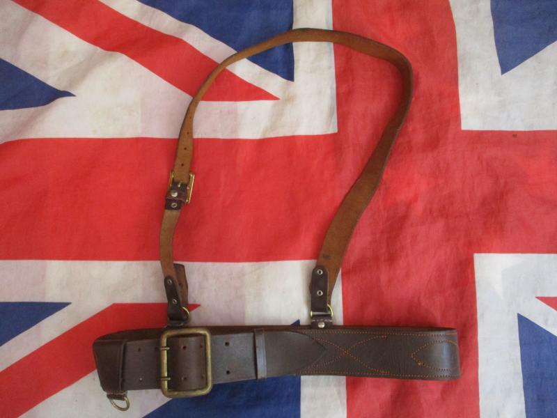 ORIGINAL BRITISH ARMY OFFICERS officer SAM BROWN BELT & CROSS STRAP xs to m