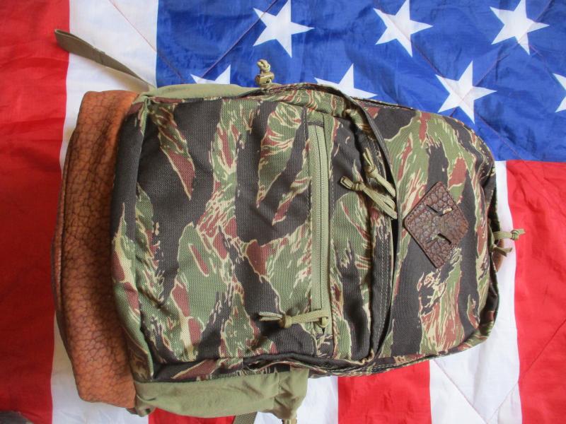 RARE Custom made LBT LONDON BRIDGE TRADING Vietnam war tiger stripe camo & leather  DAY SACK PACK