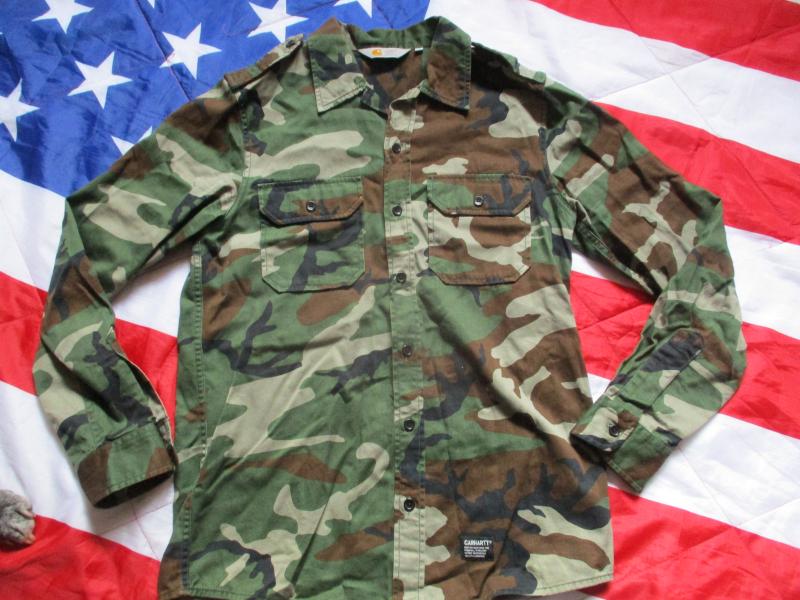 GENUINE CARHARTT wip USA US ARMY M81 WOODLAND camo MILITARY shirt medium
