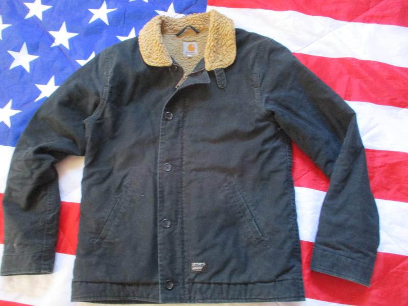 genuine CARHARTT sheffield US NAVY blue ww2 N3 Sherpa DECK JACKET COAT medium