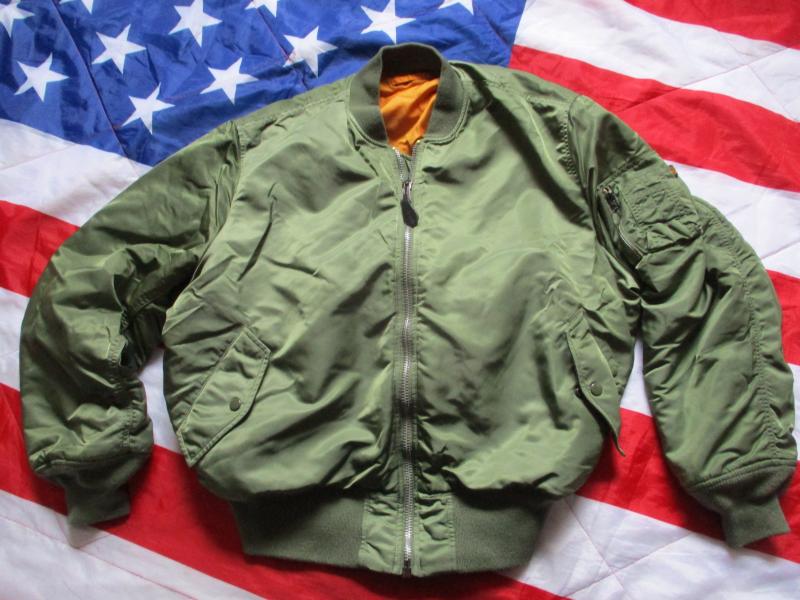 original real ALPHA INDUSTRIES USA MA1 MA 1 bomber pilot JACKET COAT green XL