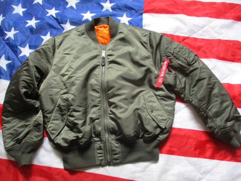 original real ALPHA INDUSTRIES USA MA1 MA 1 bomber pilot JACKET COAT green XL
