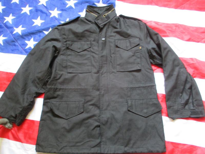Alpha Industries USA US ARMY black M65 field COAT combat jacket LARGE R - XL