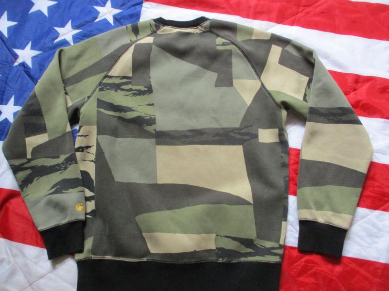 CARHARTT USA chase sweat shirt SWEATSHIRT mixed VIETNAM WAR TIGER STRIPE camo LARGE XL
