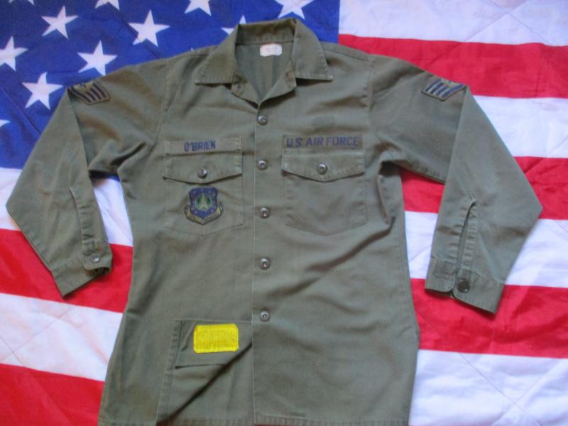rare ORIGINAL 1985 US AIR FORCE usaf ISSUE space command OG green UTILITY SHIRT