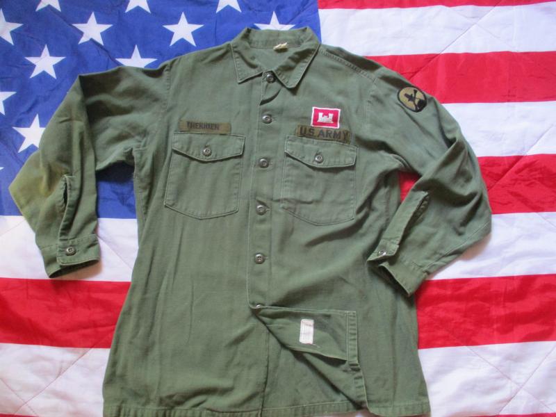 ORIGINAL 1970 US ARMY Vietnam War OG 107 UTILITY COTTON SATEEN SHIRT large 16 1/2 x 32
