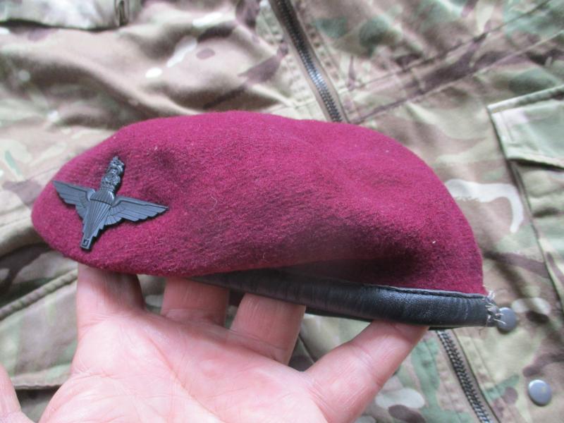 genuine PARACHUTE REGIMENT AIRBORNE MAROON combat BERET leather band SHAPED used