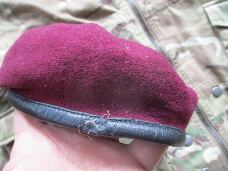 genuine PARACHUTE REGIMENT AIRBORNE MAROON combat BERET leather band SHAPED used
