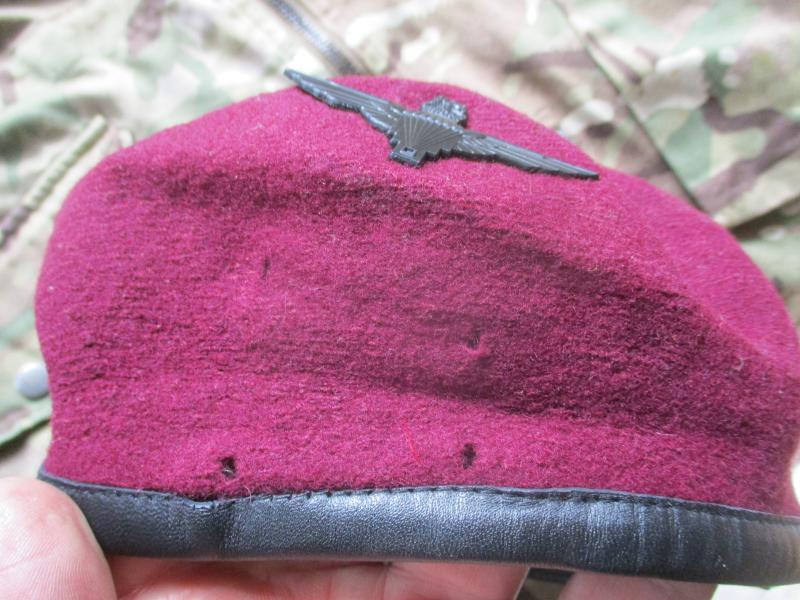 genuine PARACHUTE REGIMENT AIRBORNE MAROON combat BERET leather band SHAPED used