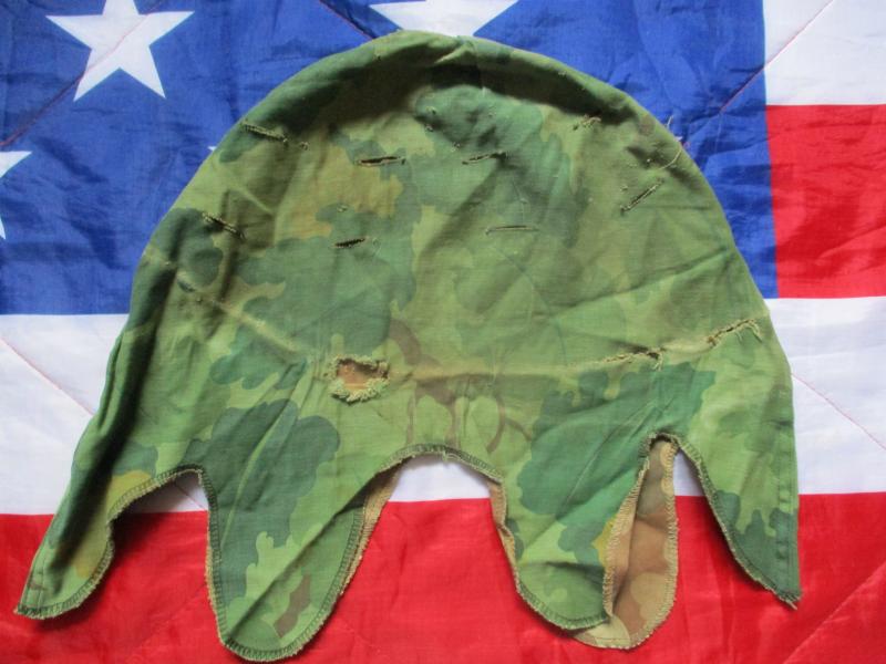 GENUINE 1967 US ARMY USMC issue Vietnam war m1 helmet cover Mitchell leaf camo