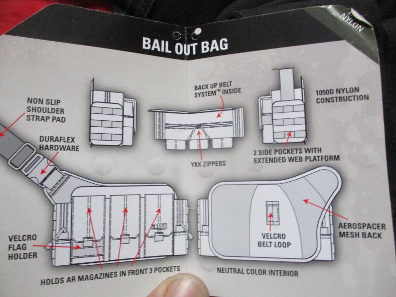 5.11 Tactical 511 BAIL OUT battle BAG 9L 1050D Denier Nylon Molle BLACK NEW