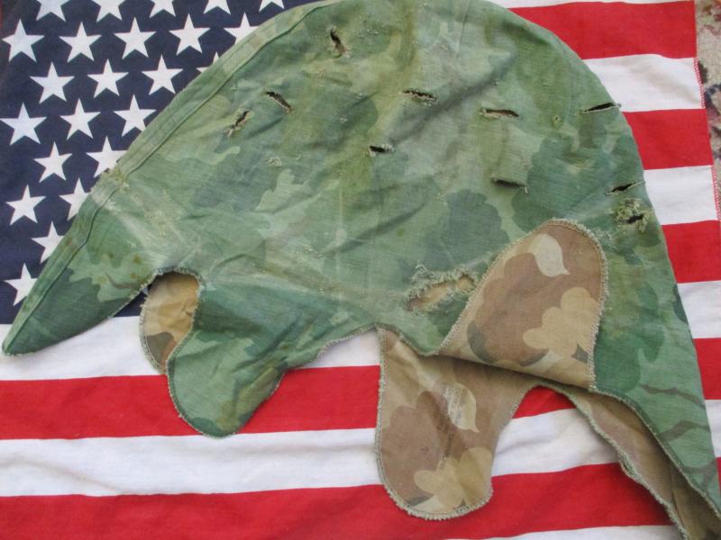 GENUINE 1967 US ARMY USMC issue Vietnam war m1 hElmet cover Mitchell leaf camo