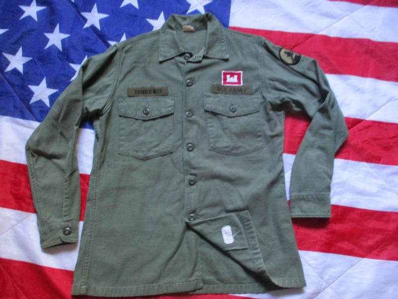 ORIGINAL 1968 US ARMY Vietnam War OG 107 UTILITY COTTON SATEEN SHIRT medium