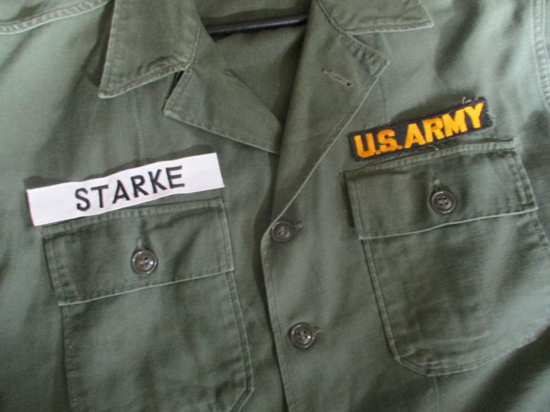 GENUINE M51 UNIFORM early VIETNAM WAR US ARMY white name TAPE badge STARKE