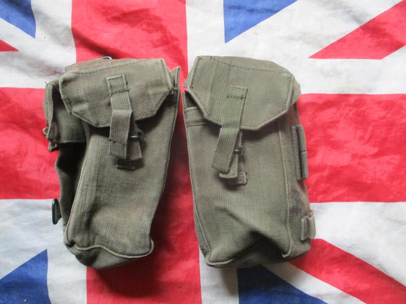 pair of BRITISH ARMY ISSUE 58 PATTERN WEBBING right & left ammo POUCH 's Falklands War