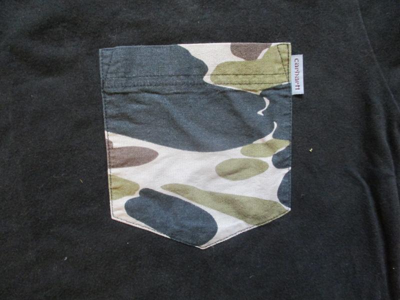 CARHARTT usa WW2 FROG SKIN - VIETNAM WAR DUCK HUNTER CAMO POCKET black T SHIRT large