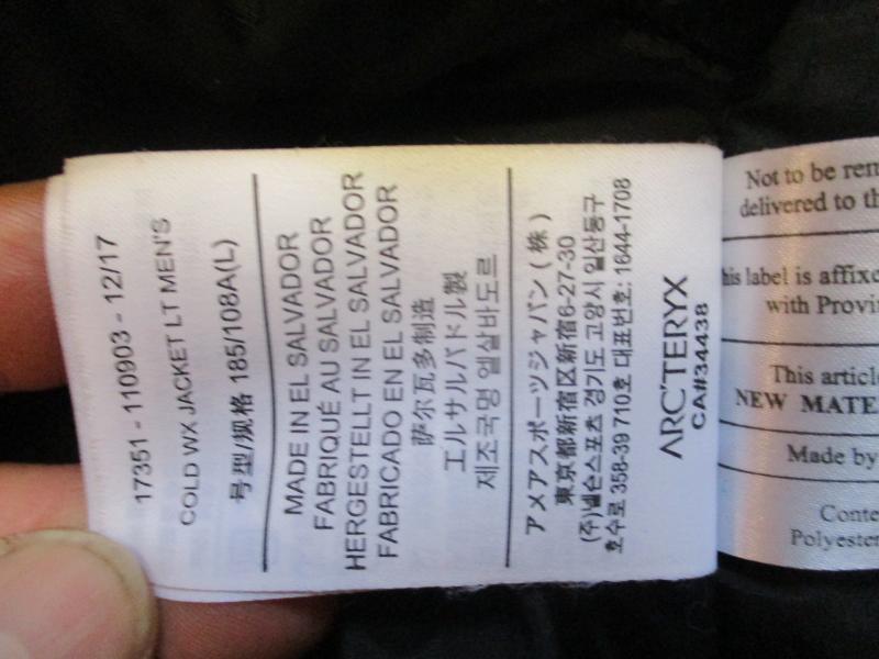 GENUINE real ARCTERYX LEAF COLD WX LT JACKET mans large SF black