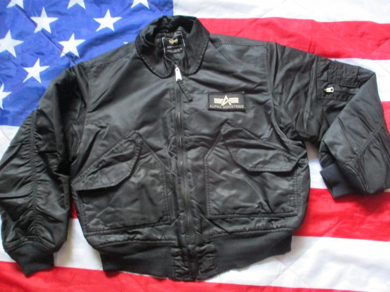 GENUINE ALPHA INDUSTRIES USAF USA CWU bomber pilot JACKET COAT BLACK LARGE