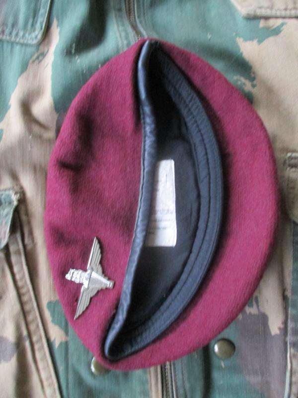 genuine PARACHUTE REGIMENT AIRBORNE MAROON BERET leather band SHAPED used 56cm M