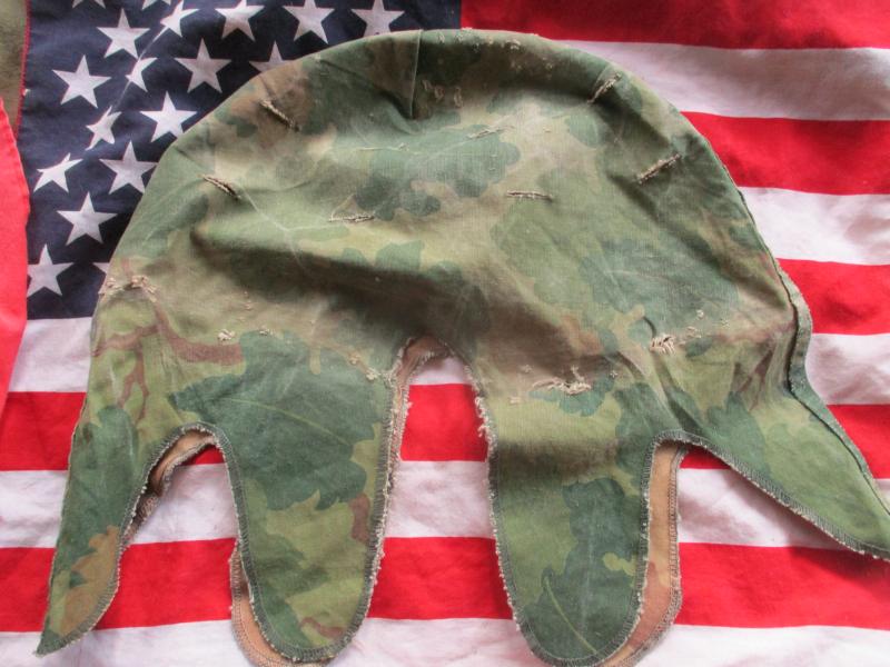 GENUINE 1973 US ARMY USMC issue Vietnam war m1 hElmet cover Mitchell leaf camo