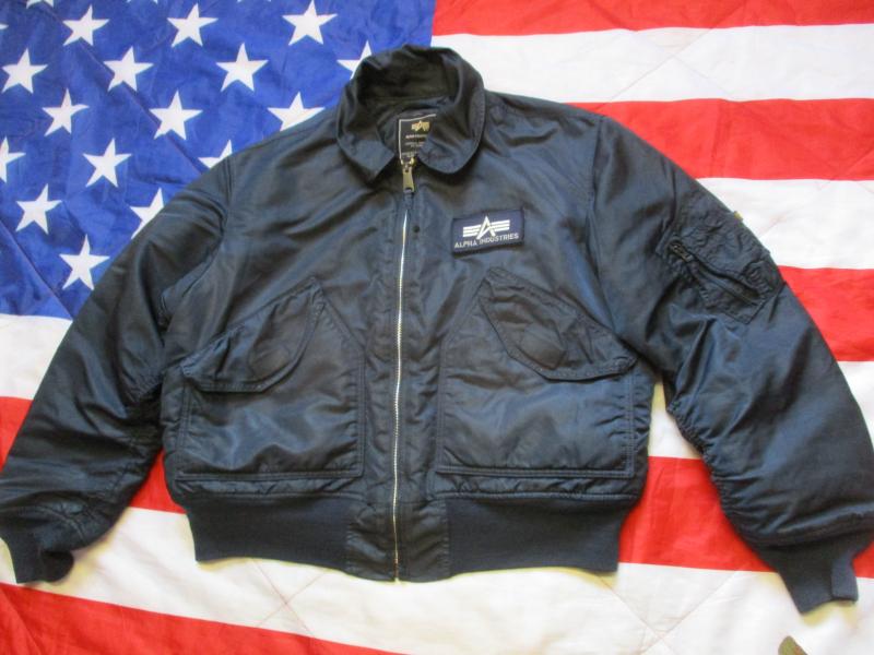 real ALPHA INDUSTRIES USAF USA CWU bomber pilot JACKET COAT top gun NAVY BLUE Large