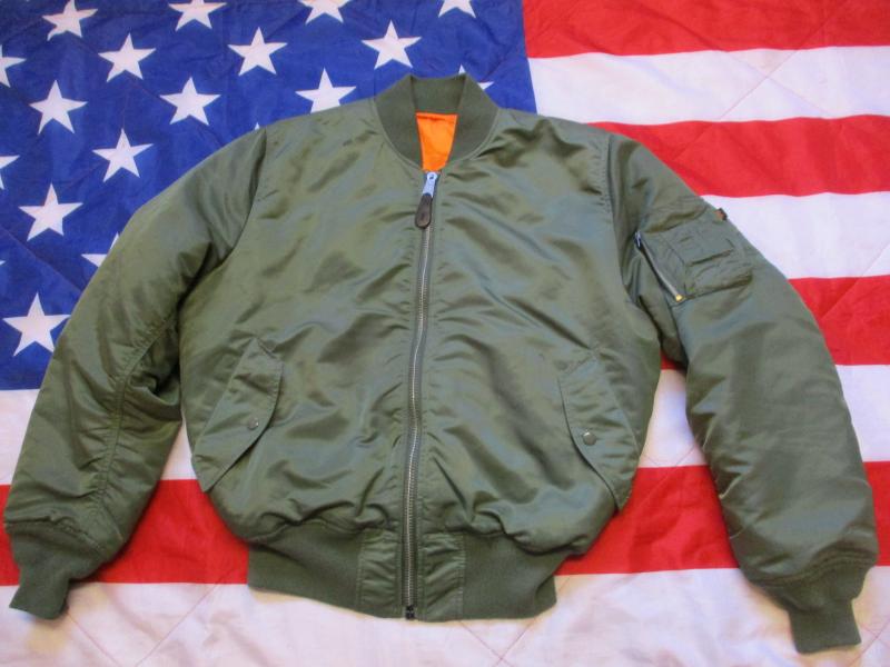REAL ORIGINAL ALPHA INDUSTRIES USA MA1 bomber pilot JACKET COAT green LARGE