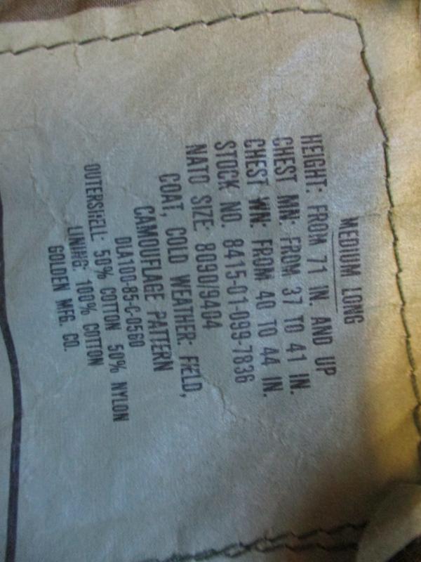 real 1985 US ARMY USA Issue WOODLAND CAMO CAMOUFLAGE M65 COAT COMBAT JACKET M-L