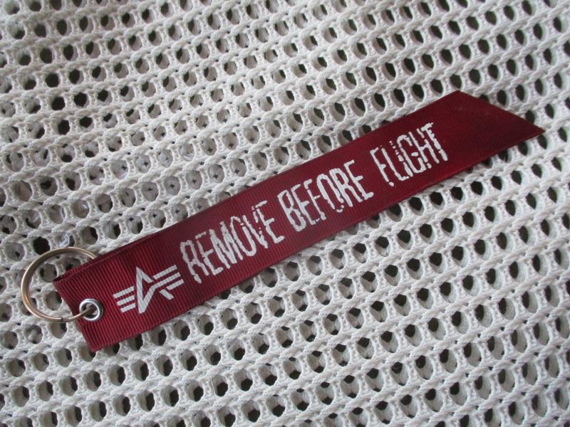 REAL GENUINE Alpha Industries Remove Before Flight KEY Ring Zip Pull Cord