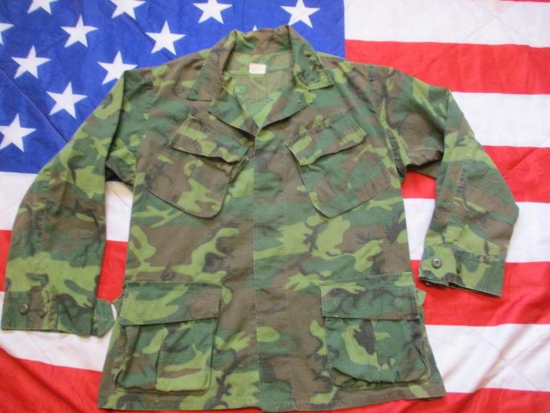 1970 VIETNAM WAR US ARMY SLANT POCKET Jungle combat JACKET ERDL green CAMO M/S