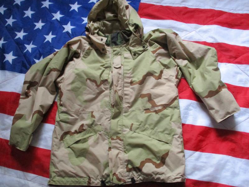 USSF REVERSIBLE ECWCS tri desert - m81 woodland camo waterproof goretex PARKA COAT Large / Long