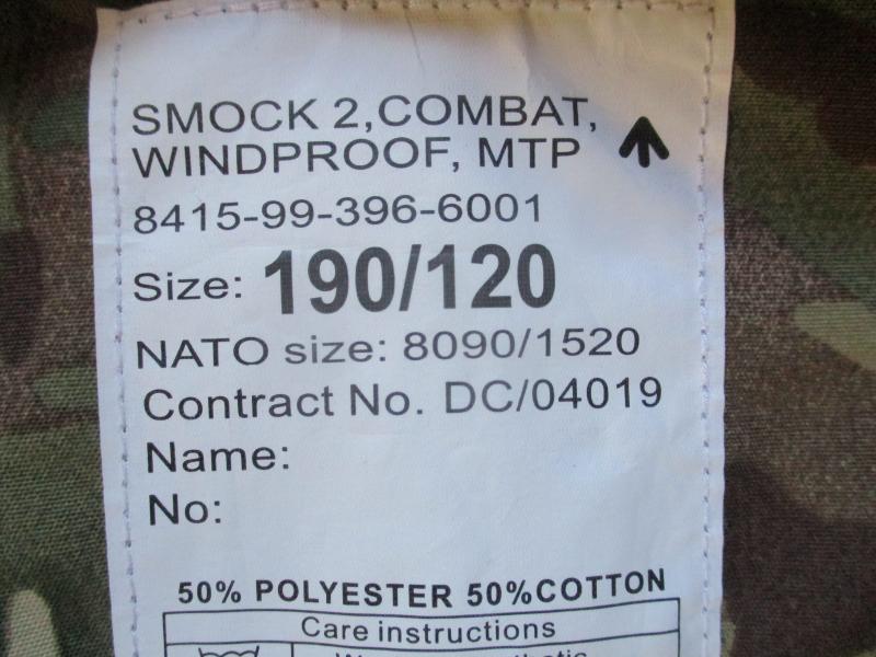 British army ISSUE MTP MULTICAM camo MK2 PCS windproof COMBAT SMOCK 190/120 XXL