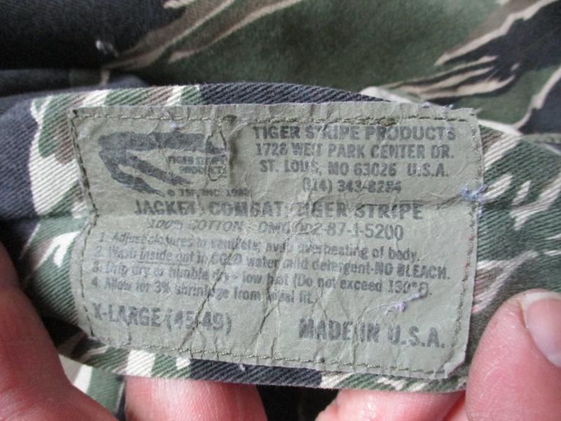 RARE 1987 real TIGER STRIPE PRODUCTS USA Vietnam War JWD CAMO COMBAT SHIRT xl