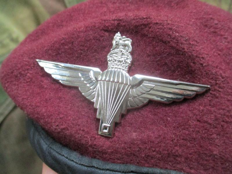 genuine PARACHUTE REGIMENT AIRBORNE MAROON BERET leather band SHAPED used 57cm M