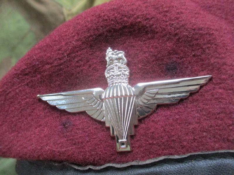 genuine PARACHUTE REGIMENT AIRBORNE MAROON BERET leather band SHAPED used 57cm M