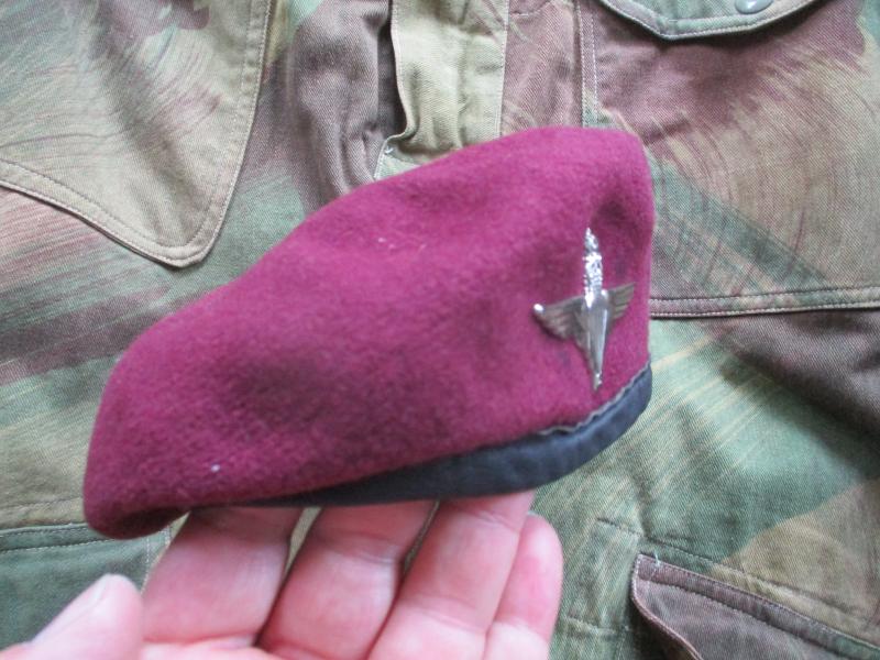 genuine PARACHUTE REGIMENT AIRBORNE MAROON BERET leather band SHAPED used 57cm M
