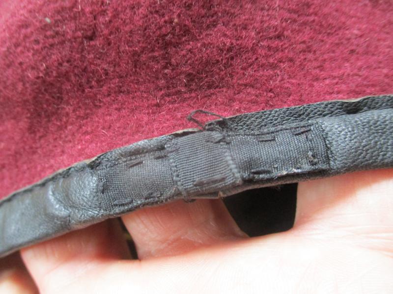 genuine PARACHUTE REGIMENT AIRBORNE MAROON BERET leather band SHAPED used 57cm M
