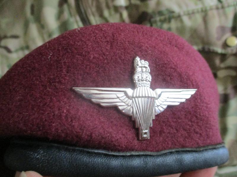 genuine PARACHUTE REGIMENT AIRBORNE MAROON BERET leather band SHAPED used 57 to 58 cm Medium